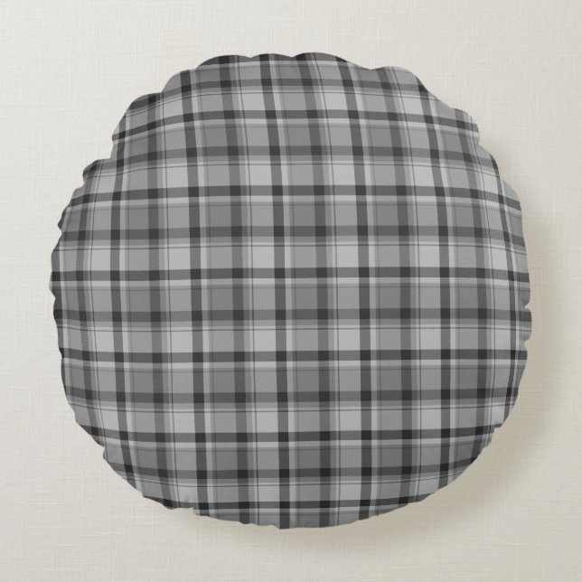 Grey Flannel Print, Round Throw Pillow (16") (Front)