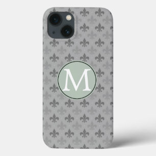 Grey Fleur de lis iPhone 13 Case