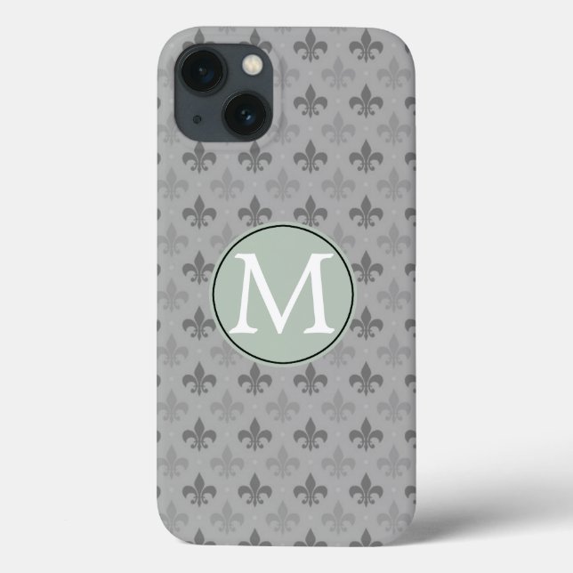 Grey Fleur de lis Case-Mate iPhone Case (Back)
