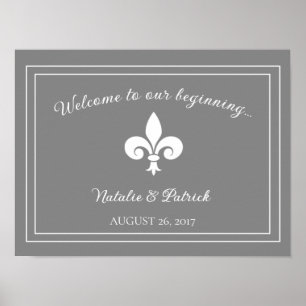 Grey Fleur de Lis Wedding Poster