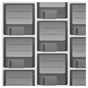 Grey Floppy Disc Pattern Fabric