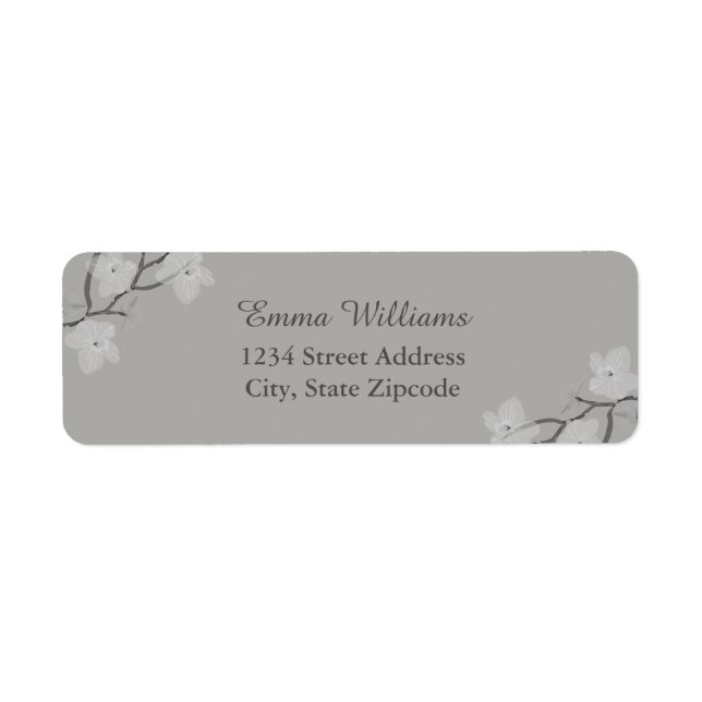Grey Floral Address Labels (Front)