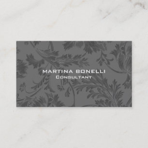 Grey Floral Damask Pattern Unique Business Card