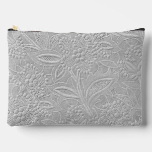 Grey Floral Embossed Look Accessory Pouch