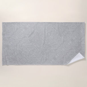 Grey Floral Embossed Look Beach Towel