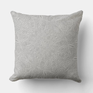 Grey Floral Embossed Look Cushion