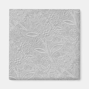 Grey Floral Embossed Look Magnet