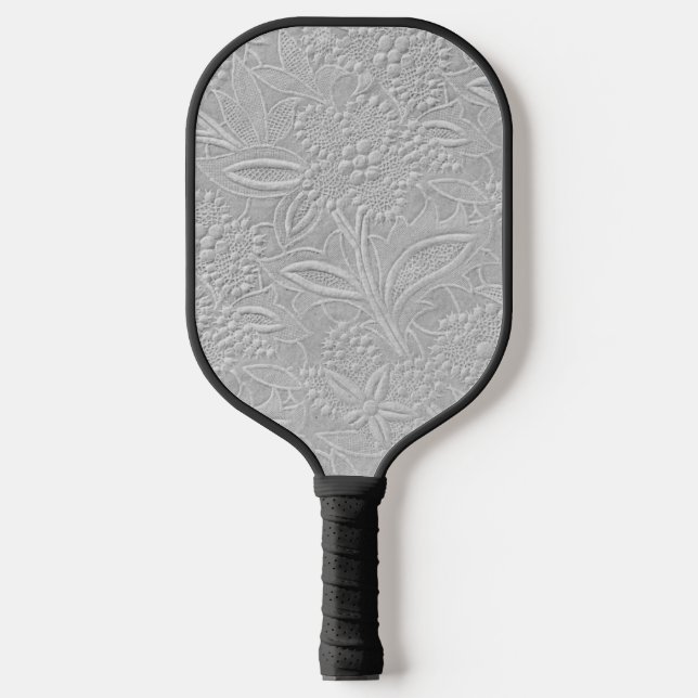 Grey Floral Embossed Look Pickleball Paddle (Front)
