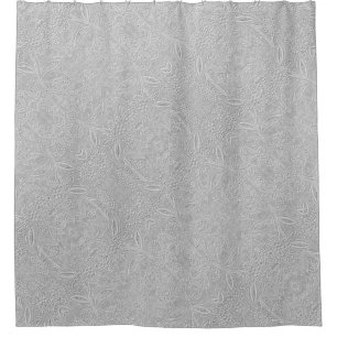 Grey Floral Embossed Look Shower Curtain