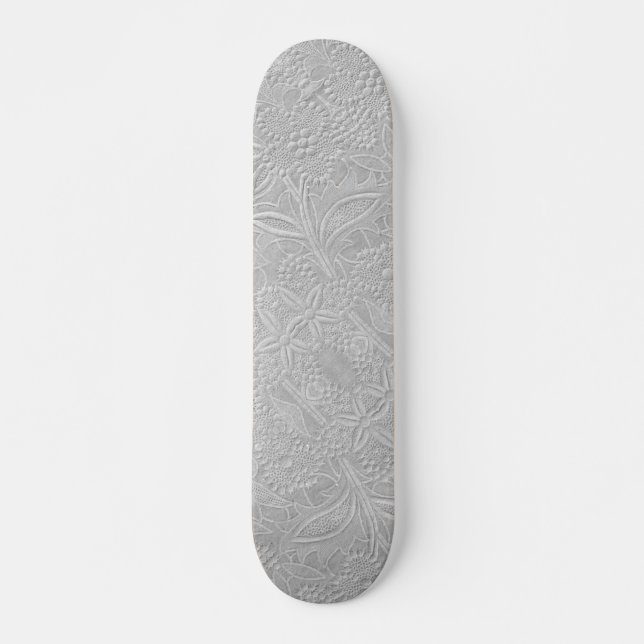 Grey Floral Embossed Look Skateboard (Front)