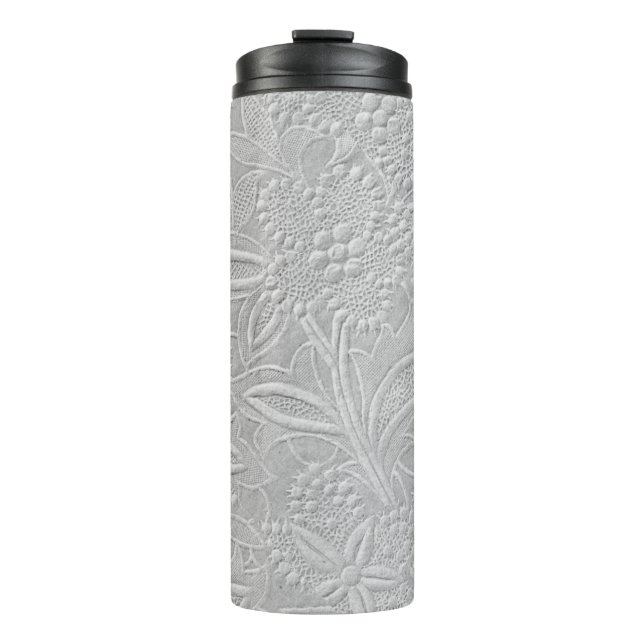 Grey Floral Embossed Look Thermal Tumbler (Front)