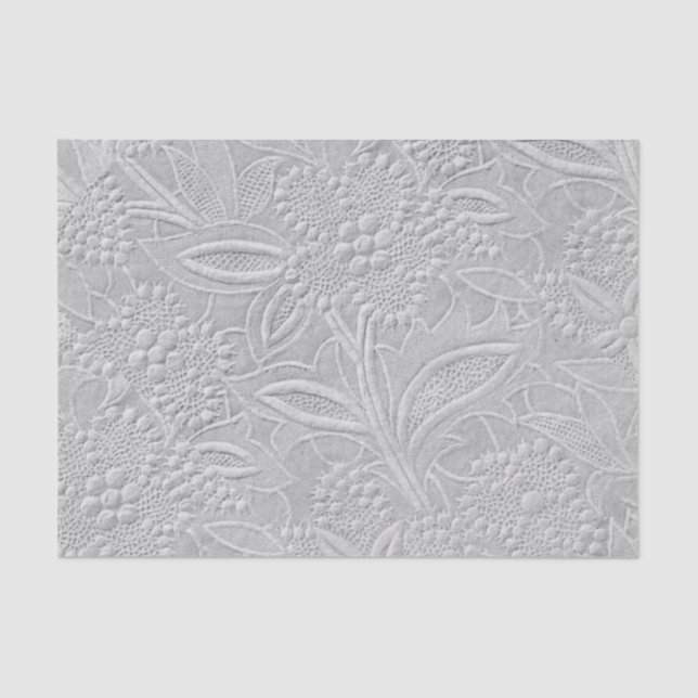 Grey Floral Embossed Look Tissue Paper (Front)