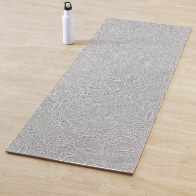 Grey Floral Embossed Look Yoga Mat (In Situ)