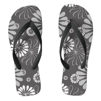 grey floral flip flops