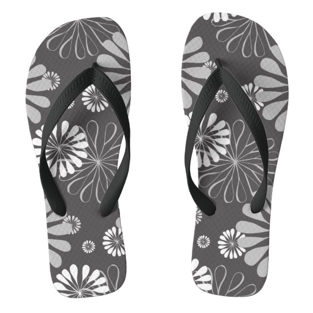 grey floral flip flops (Footbed)