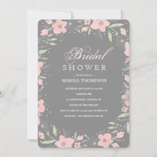 Grey Floral Invitation