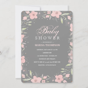Grey Floral Invitation