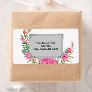 Grey  Floral Monogram Labels