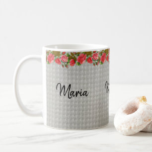 Grey Floral Mug