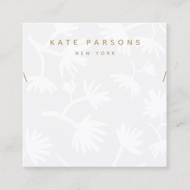 Grey Floral Necklace Jewellery Display Square Business Card (Front)