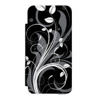 Grey Floral Pattern on Black