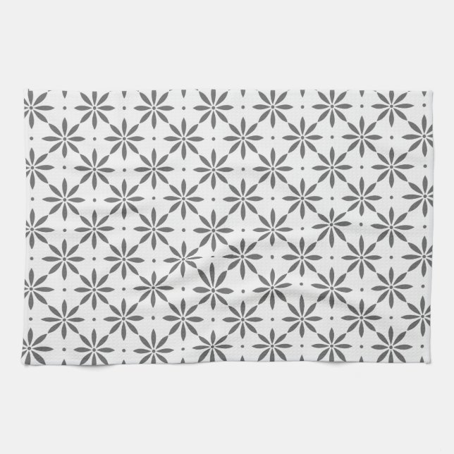 Grey floral pattern Towel (Horizontal)
