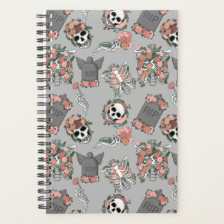 Grey Floral Skeleton Planner