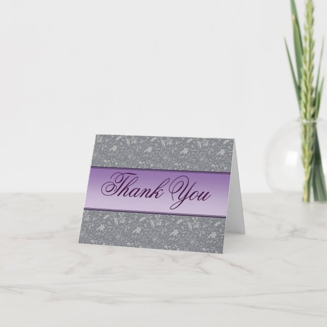Grey Floral Thank You Card (Front)