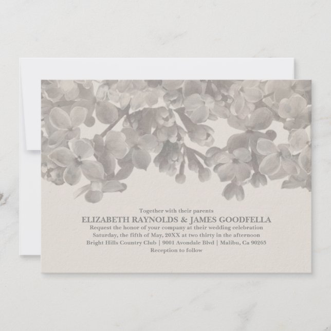 Grey Floral Wedding Invitations (Front)