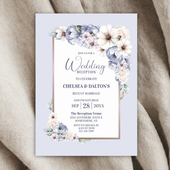 Grey Floral Wedding Reception Invitation (Creator Uploaded)