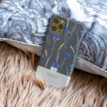 Grey Floral Wildflower Monogram