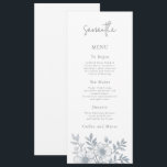 Grey Florals Wedding Menu Card with Guest Name<br><div class="desc">Grey Florals Wedding Menu Card with Guest Name. Available digitally and printed. A great alternative to place cards at your wedding or rehearsal dinner, with your guest's name on their menu. This modern design is easy to personalise with your guest name and menu details. You can also change text and...</div>