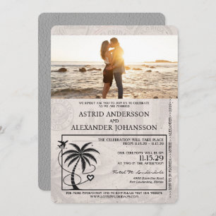 Grey Florida Passport Wedding Invitation