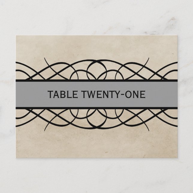 Grey Flourish Border Table Number Postcard (Front)