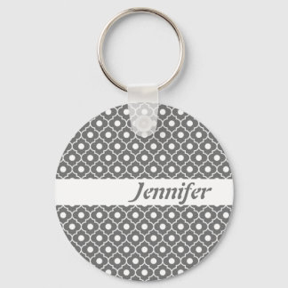 Grey Flower Argyle Pattern Keychain