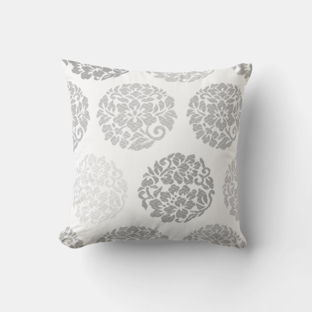 Grey Flower Bouquet Custom Cotton PIllows (Front)