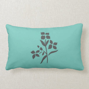 Grey Flower Bouquet on Light Teal Lumbar Cushion