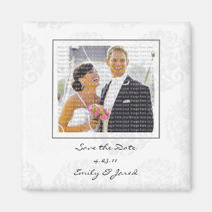 Grey Flower Bouquet Save the Date Magnets