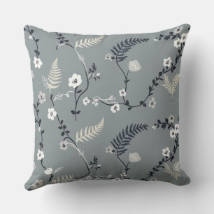 Grey Flower fern Cushion
