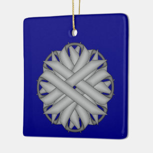 Grey Flower Ribbon by Kenneth Yoncich Ceramic Ornament