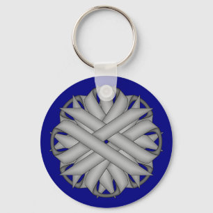 Grey Flower Ribbon by Kenneth Yoncich Key Ring