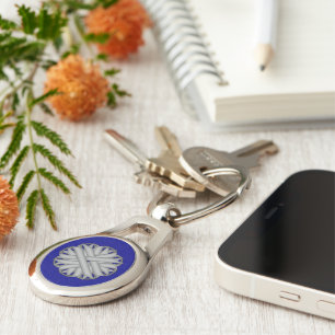 Grey Flower Ribbon by Kenneth Yoncich Key Ring