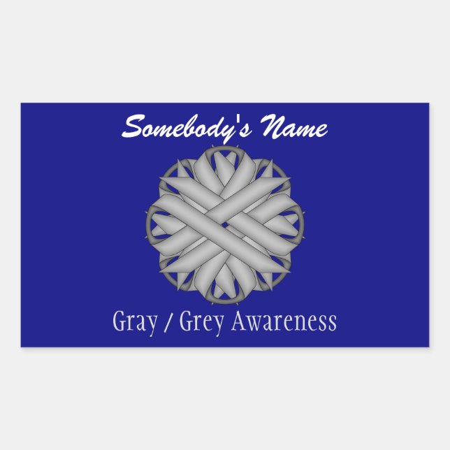 Grey Flower Ribbon by Kenneth Yoncich Rectangular Sticker (Front)