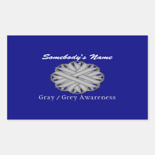 Grey Flower Ribbon by Kenneth Yoncich Rectangular Sticker