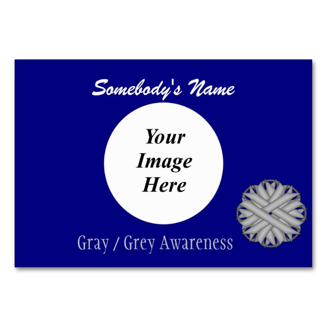 Grey Flower Ribbon Template by Kenneth Yoncich Table Number (Front)