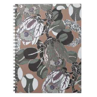 Grey flowers and brown pattern notebook