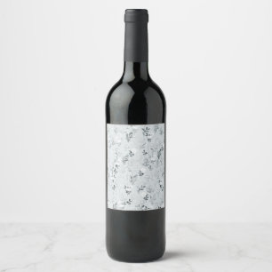 Grey Flowers Painting Botanical Wine Label