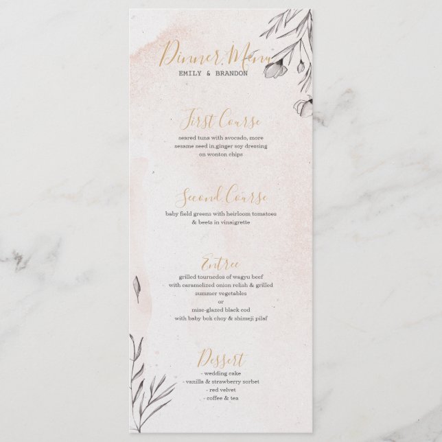 Grey flowers pink background menu (Front)