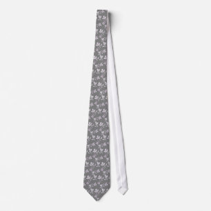 Grey Flowers Tie