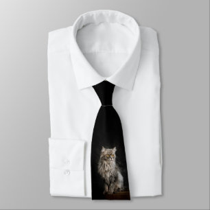 Grey Fluffy Cat Tie